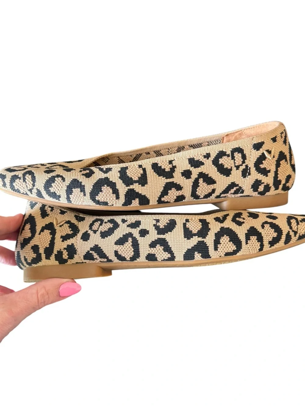 VIVAIA - Margot 2.0 Leopard Knit Square Toe Ballet Flats Sz 7.5 EU 38.5